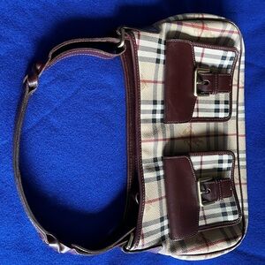 Burberry Plaid Shoulder Bag with Brown Accents